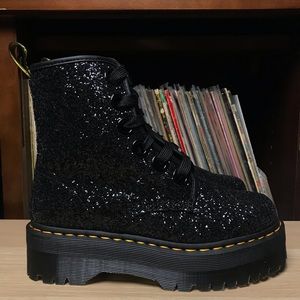 DR. MARTENS molly black glitter boots sz 8